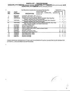 Freezer Door Page 2 Diagram and Parts List for SZDE27KB  Amana Refrigerator