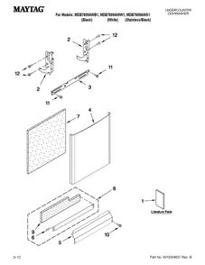 Door And Panel Parts Diagram and Parts List for MDB7609AWB1  Maytag Dishwasher