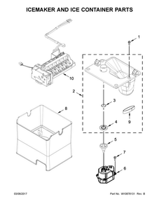 Icemaker And Ice Container Parts Diagram and Parts List for MFX2676FRZ00  Maytag Refrigerator