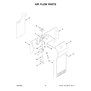 Air Flow Parts Diagram and Parts List for MSS25C4MGW07  Maytag Refrigerator