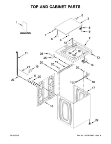 Top And Cabinet Parts Diagram and Parts List for NTW4705EW1  Amana Washer