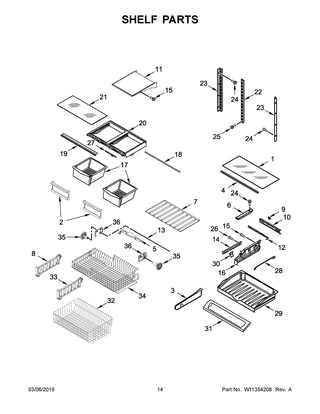 Shelf Parts Diagram and Parts List for MFC2062FEZ03  Maytag Refrigerator