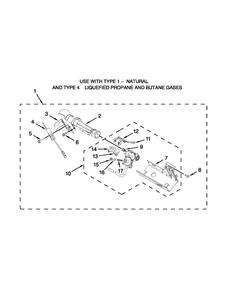 8557891 Burner Assembly Diagram and Parts List for MGDB880BW0  Maytag Dryer