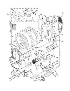 Bulkhead Parts Diagram and Parts List for MED6000XR0  Maytag Dryer
