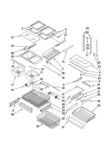 Shelf Parts Diagram and Parts List for MFD2562VEB5  Maytag Refrigerator