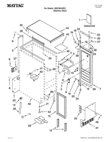 Cabinet Liner And Door Parts Diagram and Parts List for MIM1554XRS1  Maytag Ice Maker