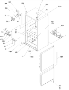 Control, Hinges & Shields Diagram and Parts List for BB20V1E-P1321314WB  Amana Refrigerator