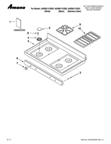 Cooktop Parts Diagram and Parts List for AGR6011VDS3  Amana Range