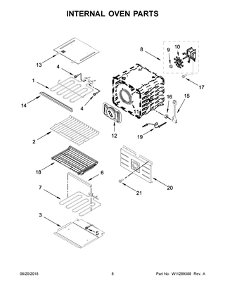 Internal Oven Parts Diagram and Parts List for JJW2430DP03  Maytag Wall Oven