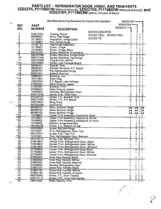 Refrigerator Door Hinge And Trim Parts Page 2 Diagram and Parts List for SZDE27KB  Amana Refrigerator