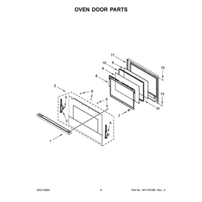 Oven Door Parts Diagram and Parts List for JOESC330RM00  Jenn-Air Wall Oven