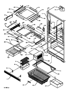 Refrigerator/freezer Shelving Diagram and Parts List for BX22R3L-P1183601WL  Amana Refrigerator