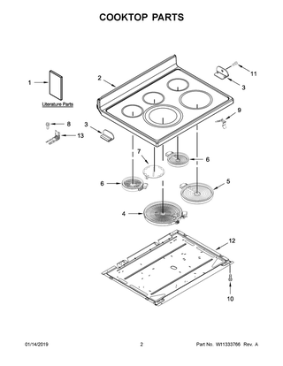 Cooktop Parts Diagram and Parts List for MER8800HK0  Maytag Range