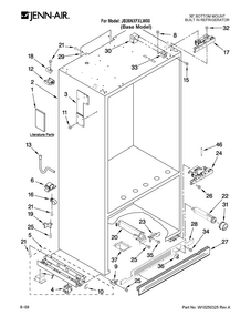 Cabinet Parts Diagram and Parts List for JB36NXFXLW00  Jenn-Air Refrigerator