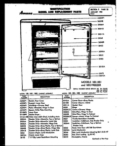 Model 18b, 18b1, 18b2 Diagram and Parts List for 12K  Amana Freezer