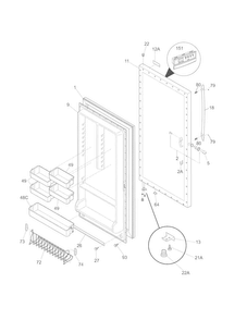 Door Diagram and Parts List for CFUFH17LW4  Crosley Freezer