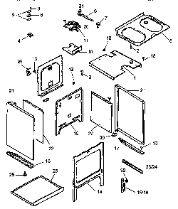 Cabinet Assembly Diagram and Parts List for ARR624W-P1142625NW  Amana Range