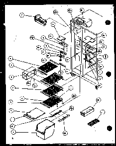 Freezer Shelving And Refrigerator Light Diagram and Parts List for SX22J-P1116004W  Amana Refrigerator