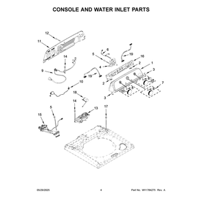 Console And Water Inlet Parts Diagram and Parts List for MTW4200SW0  Maytag Washer