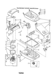 Canopy/body/wheels Diagram and Parts List for 1162324390  Kenmore Canister Vacuum
