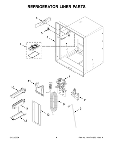 Refrigerator Liner Parts Diagram and Parts List for MFI2570FEW10  Maytag Refrigerator