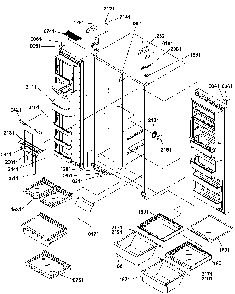 Refrigerator/freezer Shelves, Lights,and Hinges Diagram and Parts List for SRD520TW-P1313101WW  Amana Refrigerator