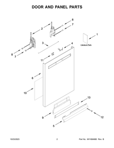 Door And Panel Parts Diagram and Parts List for MDB8959SKZ2  Maytag Dishwasher
