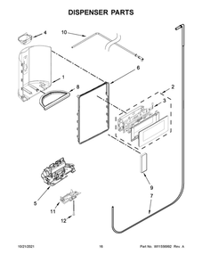 Dispenser Parts Diagram and Parts List for MSC21C6MFZ05  Maytag Refrigerator