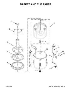 Basket And Tub Parts Diagram and Parts List for CAW9352EW2  Crosley Washer