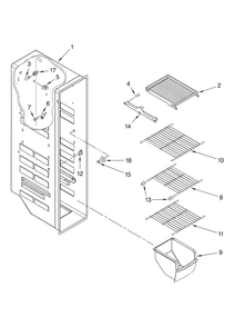 Freezer Liner Parts Diagram and Parts List for ASD2522WRS01  Amana Refrigerator