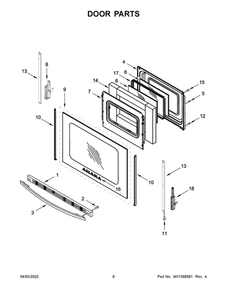 Door Parts Diagram and Parts List for AER6603SFS5  Amana Range