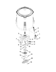 Gearcase, Motor And Pump Parts Diagram and Parts List for 4KNTW4430EQ0  Amana Washer