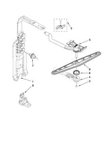 Upper Wash And Rinse Parts Diagram and Parts List for MDB6709AWB1  Maytag Dishwasher