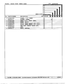 Fresh Food Inner Door Page 2 Diagram and Parts List for HMG611390  Admiral Refrigerator