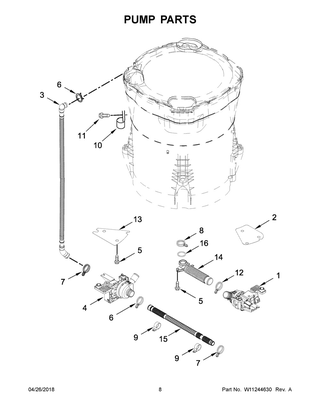 Pump Parts Diagram and Parts List for MVWB965HW0  Maytag Washer