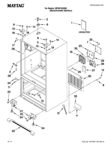 Cabinet Parts Diagram and Parts List for MFI2670XEM5  Maytag Refrigerator