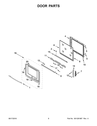 Door Parts Diagram and Parts List for JES1750FB1  Maytag Range
