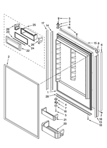 Refrigerator Door Parts Diagram and Parts List for JB36CXFXRB00  Jenn-Air Refrigerator