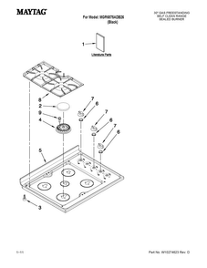 Cooktop Parts Diagram and Parts List for MGR6875ADB26  Maytag Range