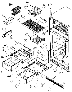 Cabinet Shelving Diagram and Parts List for TX22R-P1157702W  Amana Refrigerator