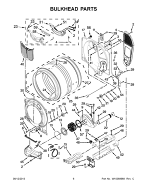 04 - BULKHEAD PARTS Diagram and Parts List for YMED6000XR0  Maytag Dryer