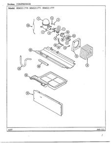 Compressor Diagram and Parts List for HMG211770  Admiral Refrigerator