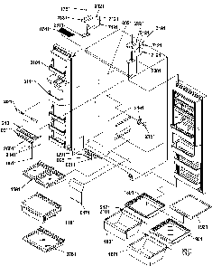 Refrigerator/freezer Shelves, Light, And Hinges Diagram and Parts List for SBDE520SW-P1185202WW  Amana Refrigerator