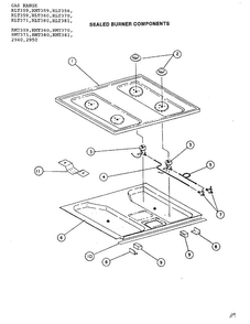 Sealed Burner Components Diagram and Parts List for RLT360  Amana Range