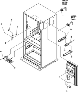 Water Dispenser & Filter Diagram and Parts List for AFD2535FES0  Amana Refrigerator