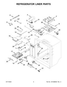 Refrigerator Liner Parts Diagram and Parts List for MFT2772HEZ04  Maytag Refrigerator