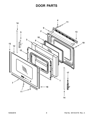 Door Parts Diagram and Parts List for MER6600FB2  Maytag Range
