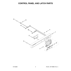 Control Panel And Latch Parts Diagram and Parts List for ADFS2524RZ0  Amana Dishwasher