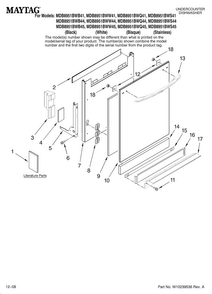 Door And Panel Parts Diagram and Parts List for MDB8951BWB41  Maytag Dishwasher