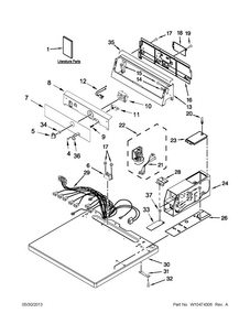 Top And Console Parts Diagram and Parts List for MDG18CSAGW0  Maytag Dryer